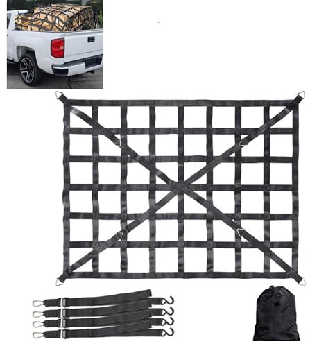 TOOSOAR Filet De Rangement Coffre De Voiture,Filet de fret réglable Filet de Chargement Organisateur,pour SUV Pickup Truck Remorque,208cm x 127cm