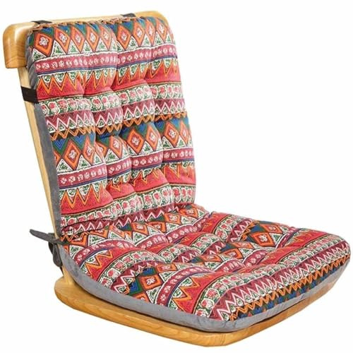 YongXinMY High Back Chair Cushions with Ties - Thickened One-Piece Dining Office Seat Pad Non-Slip Soft Cushioned Chair Backrest Comfortable Cushion for Home Dining Kitchen Garden Office (Style D,XL)