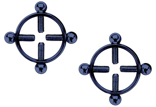 Surgical Steel Nipple Clips in Round Shape with Screws, Erotic Jewelry Fake Nipple Ring Intimate Piercing Decor Sexy Piercing - Blue