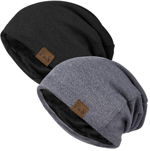 Beaulov 2 Pack Slouchy Beanie Mens Womens Winter Warme Weiche Leichte Atmungsaktivität Baggy Trendige Geschenk Schädel Caps Atmungsaktiv Strickmütze