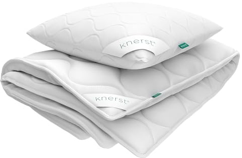 KNERST Bettdecke Und Kissen Set - 135x200 cm, Weiß, 4-teilig, Made in Europe
