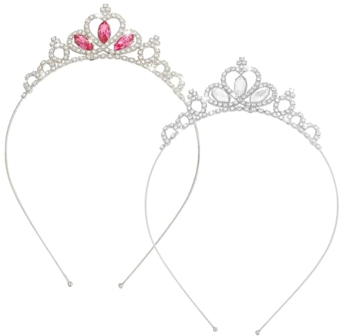 2 Pièces Diadème de Princesse en Cristal pour Femme, Serre Tête Princesse Tiar Couronne Strass, Diadèmes en Cristal pour Filles Avec Strass, Bandeau Argenté pour Anniversaire, Mariage, Halloween