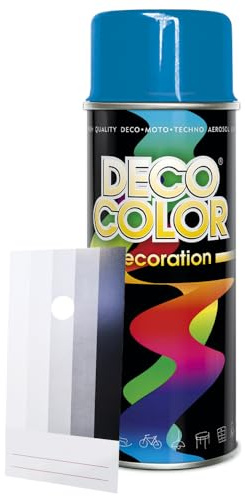 Craft-Equip DC 1 Stück Lackspray Glanz nach RAL in 400ml zur Lackierung von Auto Stahl Aluminium Beton Holz und Spritzmusterkarte (1 Dose in himmelblau glanz RAL 5015 + Karte)