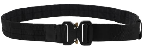 PENIKOKO Cintura Tattica da Tiro Sportivo Doppio Strato in Nylon Nero con Chiusura a Strappo e Fibbia a Sgancio Rapido, Cintura Uniforme da Utilità per Polizia con Supporto Rinforzato