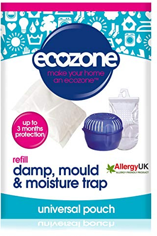EcoZone Dehumidifier Refill Pouch, Damp, Mould & Moisture Absorber for Portable Re-Usable Device Trap, 3 Months Protection for Bedroom, Bathroom, Garage, Kitchen & Caravan, Vegan Friendly (Single)