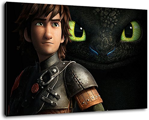 PrintArtGalery Dark How to Train Your Dragon Leinwandbild auf Holzrahmen gespannt Größe: 60x40 cm