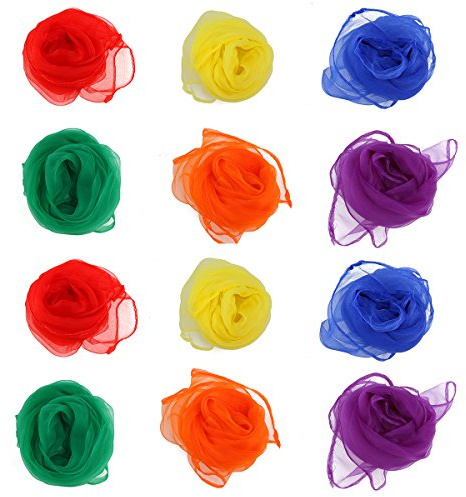 NUOLUX Multi-Color Foulards Ourlé Jonglage Foulards Danse 12pcs (couleur assortie)