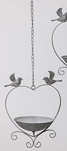 linoows Vogeltränke, Vogelbad zum Hängen, Retro Vogel-Futterschale in Herzform, Metall
