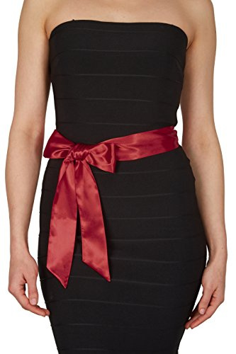 BlackButterfly Brud Bröllop Brudtärna Siden Skärp Bälte (Vinröd, 5B / 250L)