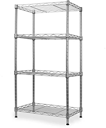Maison & White 4 Tier Shelving Unit | Kitchen, Bathroom & Garage Storage Rack | Standing Shelf Organiser | Metal Storage Shelves | Organisation Rack | M&W