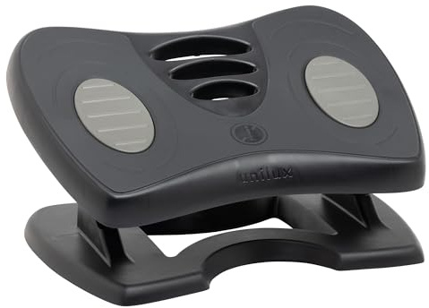 Unilux, Reposapiés de Oficina Ergonómico Nymphea, Altura Ajustable, Antideslizante, Color Gris