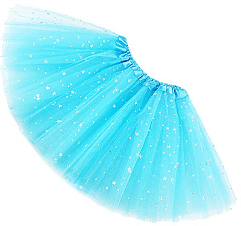 Ugitopi Gonna per Tutu in Tulle Elastico a 4 Strati per Adulti, Water Blue