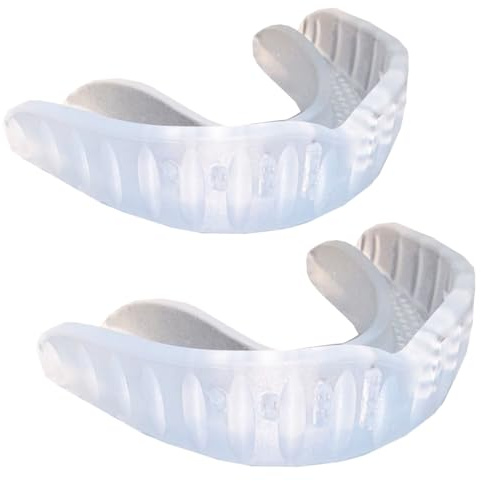 Mundschutz Boxen, Sport-Mundschutz, Rugby, mit Mundschutz, geeignet für Boxen, Fußball, Rugby, Lacrosse, Hockey, Basketball, für Erwachsene (2 Stück, transparent)