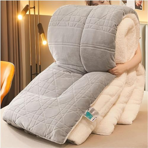 Warme, Flauschige Steppdecke, Dicke Winterdecken, Lammsamtkern-Bettdecke für 2 Personen, Kaschmirdecke, doppelseitige, weiche und warme Bettwäsche für Herbst und Winter,D,200x230cm(4kg)