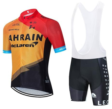 Herr Cykelkläder Professionellt Set Cykelkläder Herr Sommarkläder för MTB-cyklar med 9D Gel PAD vadderade shorts som andas och torkar snabbt, Röd, L