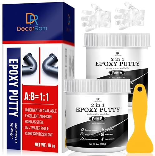 Epoxidharz Knete - 450g Epoxid Pool Reparaturset Unterwasser oder Darüber Epoxy Knete, Metallkleber Knetmasse zum Reparatur Lecks, Rissen, Füllen, Modellieren, Metall, Fliesen, Holz, Keramik (Schwarz)