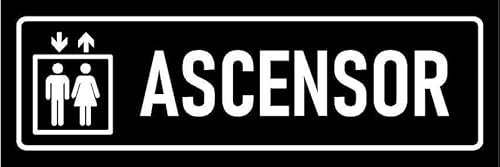 Elevator, black informational sign SP048 - Self adhesive sticker (150mm x 50mm)