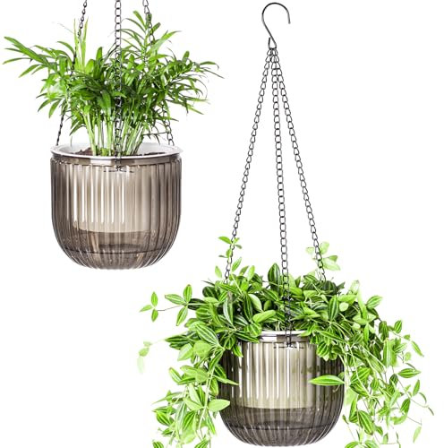Calvalor 16.5cm 2er Set hängepflanzen Topf Hängeblumentöpfe aussen Hängeampel außen blumenampel hängend innen hängetopf für Pflanzen Hängetöpfe hängender blumentopf hängend hänge blumentöpfe hängende