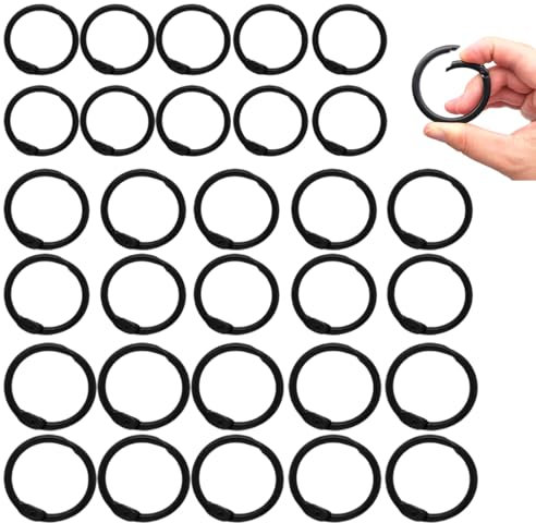 UYVPAER 30 Stück Buchringe, Binderinge Karteikarten Ringe Metall Heftringe Buchbinderinge Ring Binder Loseblatt Verbinder Ringe Schwarz Für Scrapbook Handwerk Album