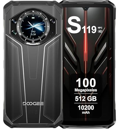 DOOGEE S119 Telephone Incassable 4G, 24 Go RAM + 512 Go ROM, Batterie 10200mAh, Écran 6.72 Pouces FHD+, AI Camara 100MP, Octa-Core, Android 14, Double SIM, NFC, Smartphone Incassable 2025, Argent