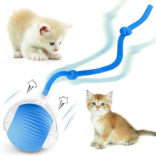 fruitery Interactive Cat Ball Toy, 2025 Upgraded Automatic Cat Toys for Bored Indoor Adult Cats, Smart Moving Cats Toy Balls, 360°Smart Rolling Kitty Ball Toy (Blue)