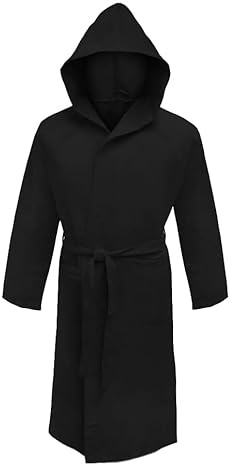 Puraluna Accappatoio in microfibra premium con Cappuccio, Unisex, pratico per il viaggio e la palestra con comoda custodia in pvc, Uomo Donna (XL, NERO)