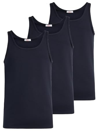Liabel Canotta Intima Uomo in Cotone Bielastico, Maglia Intima Elasticizzata, Cotone Traspirante Certificato OEKO-TEX (S, 3 Pezzi Blu)
