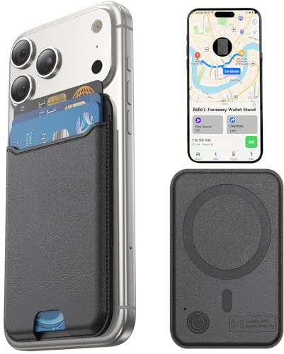 Fanseesy for MagSafe Wallet, Works with Apple Find My,4 Card Holder, Magnetic Phone Wallet for iPhone 17/16/15/14/13/12 Pro Max Air Plus Series, RFID Blocking Vegan Leather,Black