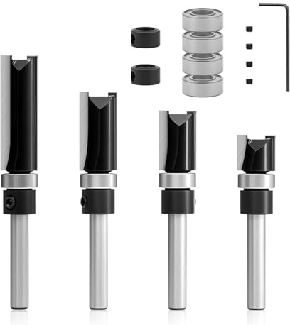 Set di 10 frese a cuscinetto versatilità, inclusi quattro tipi per intaglio, bordi, scanalature, applicazioni per la lavorazione del legno, set di frese