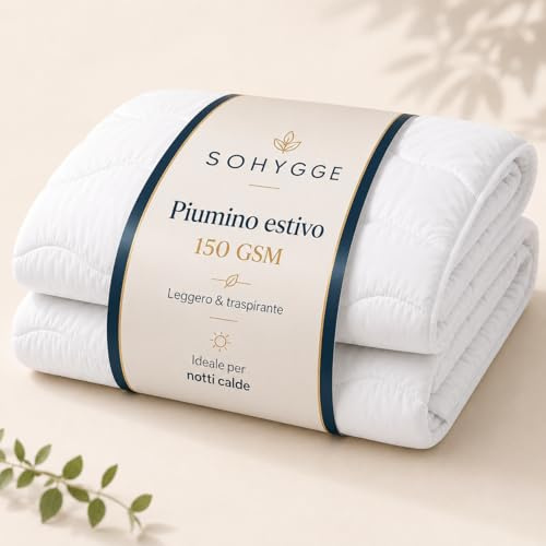 SOHYGGE Piumino Estivo Letto Matrimoniale 220x240 cm – Leggero 150 GSM, Traspirante e Morbido, Ideale da 22°C, Piumino Primaverile ed Estivo, Trapunta per Notti Calde e Ambienti Caldi (240 x 220 cm)