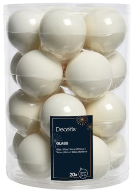 Kaemingk Weihnachtskugeln Glas 6cm x 20 Stück Christbaumkugeln matt glänzend wollweiß