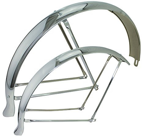 Fenix Cycles 26 Flared Adjustable Balloon Fender Set, (Chrome)