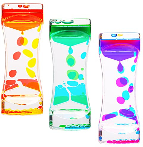 CAILINK Liquid Motion Bubbler - 3 Pack Kids and Adults Sensory Toys - Water Timers Fidget Toys Sensory Play - Colorful Hourglass for Home Office Desk Decor