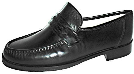 Le comodone Mocassino da Uomo in Pelle,Suola in Cuoio con Mezza piantella di Gomma,Tacco di 2 Centimetri,Numero 38.