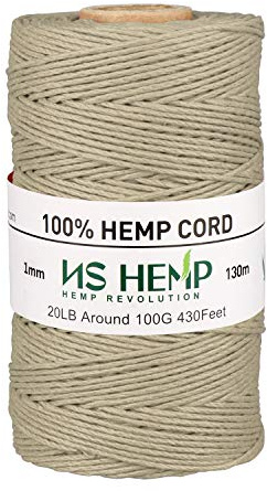 【 NS HEMP 】 Sustainable Hemp Twine Hemp Cord for Jewelry Making, Hemp Cord 1mm 130 Meters (026 RAW)