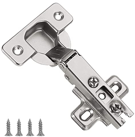 Furniware 10 Pcs Slide-on 35mm Kitchen Cabinet Wardrobe Door Hinge,110 Degree Self Close Full Overlay Standard Hinge-Nickel Plated