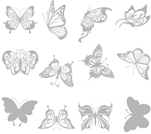 ASFINS Vogelschutz Aufkleber, 24 Stücke Anti-Kollision Fenster Aufkleber Fensteraufkleber Fenster Sticker Verhindern Menschen und Vogel Schläge auf Fenster Glas (Schmetterling)