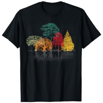 Nature Trees Reflection Outdoor Colourful Forest T-Shirt