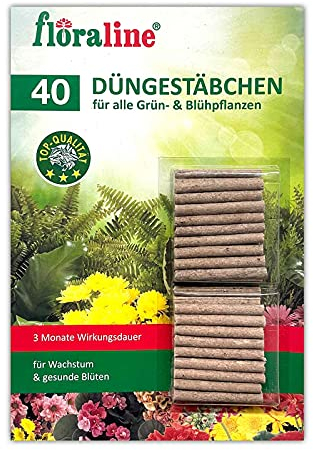 40 Stück Düngestäbchen für Grünpflanzen & Blühpflanzen Pflanzen Dünger Stäbchen mit Langzeitwirkung Pflanzendünger