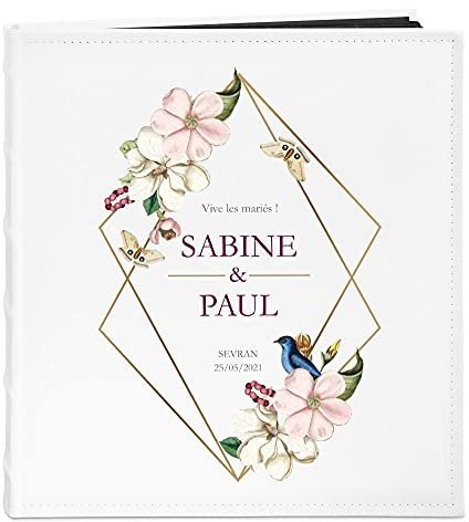 Maverton Album Photo à Personnaliser - Livre Photo Personnalisé avec la Couverture imprimée - Cadeau Mariage - Cadeau Personnalisé - Album Scrapbooking avec 30 pages noires - Mariés