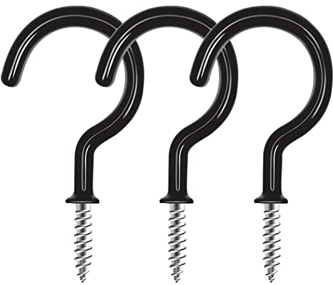 Esteopt 30 PCS Cup Hooks, Ceiling Hanging Hooks Screw Cup Hooks Utility Black Screw-in Hooks Heavy Duty Mug Cup Hook Holders for Hanging Tea Cup Key Indoor and Outdoor Use (Black)