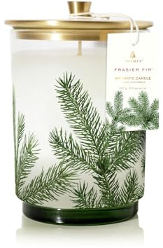 Thymes Frasier Fir Candle - Heritage Pine Needle Luminary Scented Candles - Elegant Pine Candle - Crisp Siberian Fir, Cedarwood & Sandalwood - Holiday Candles - Christmas Decor (Medium, 11.5 oz)