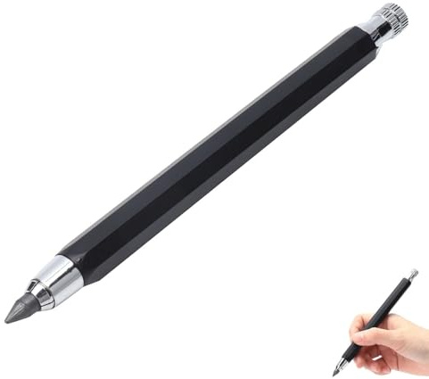 Agatige Edelstahl Automatikbleistift, 5,6 mm Tragbare Druckbleistifte Bleihalter Art Fallminenstift zum Zeichnen, Schattieren, Basteln, Skizzieren, Holzbearbeitung