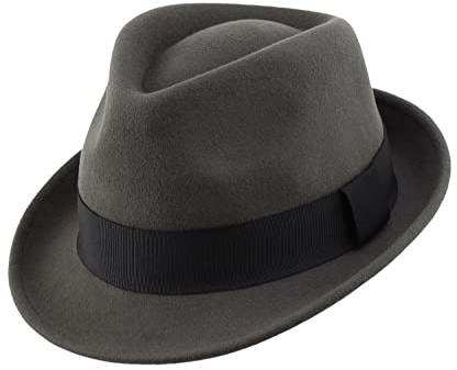 Home Prefer Men's Wool Felt Winter Hat Short Brim Fedora Hat Dark Grey Medium 57cm