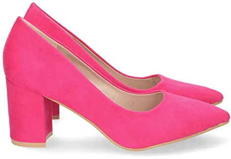 shoes&blues.es 70314-Zapato de Tacon para Mujer, Comodo, Estilo Salon, con Punta Fina, Primavera Verano 2023. Talla 39 Fucsia