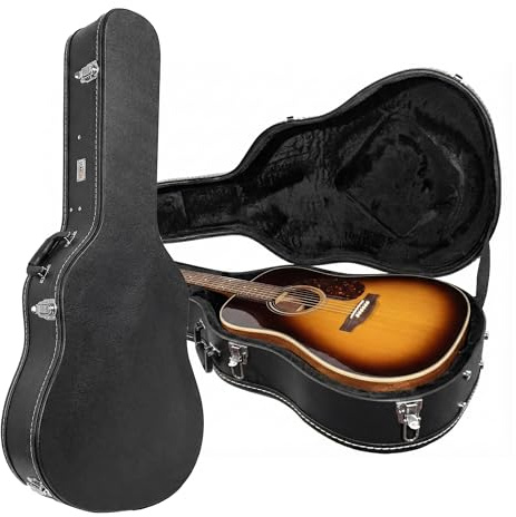 Gearlux Dreadnought Acoustic Guitar Hardshell Case with Accessory Compartment - Black