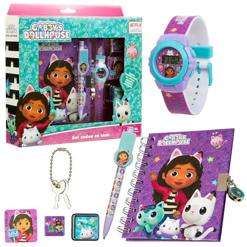 Gabby’s Dollhouse Montre Enfant Fille - Coffret Cadeau Montre Digitale Fille Gabby et la Maison Magique