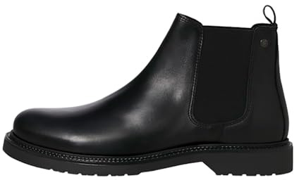 JACK&JONES JFWVAUXHALL - Stivale Chelsea da uomo, in pelle, taglia 44 EU, colore: antracite, antracite., 44 EU