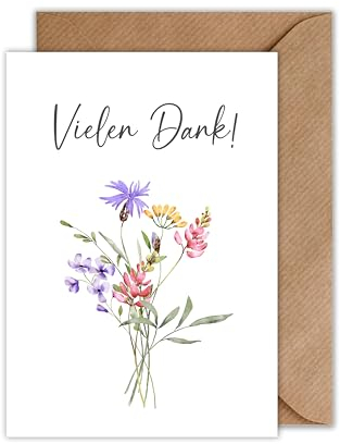 Dankeskarte mit Umschlag - Vielen Dank! Danksagung Danke Karte Abschiedskarte als Klappkarte Abschied - Hochzeit Danke Karte (DIN A6)