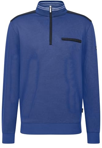 bugatti Men's Sweatshirt Troyer Chest Pocket Cotton, 340-Blue-Grey, 3XL